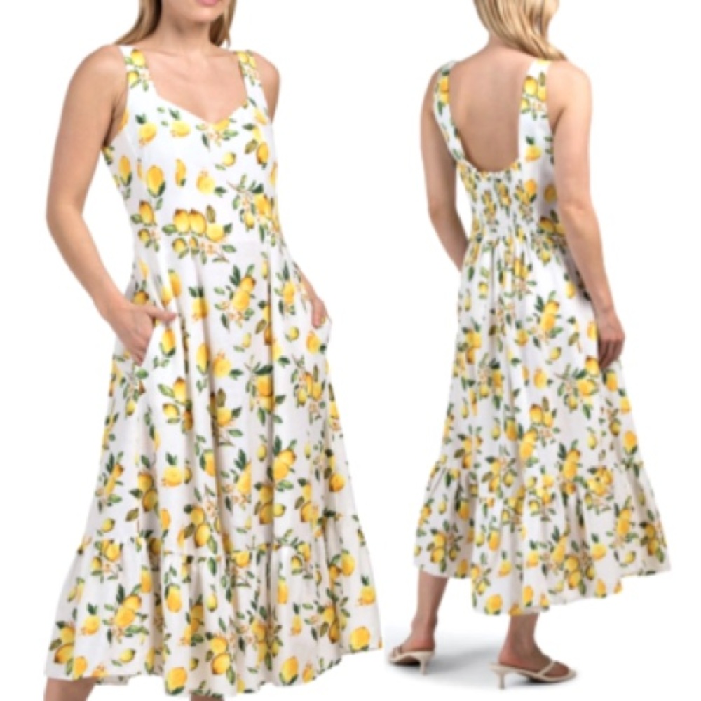 Cynthia Rowley Lemon Patterned White Maxi Dress - Picture 2 of 5